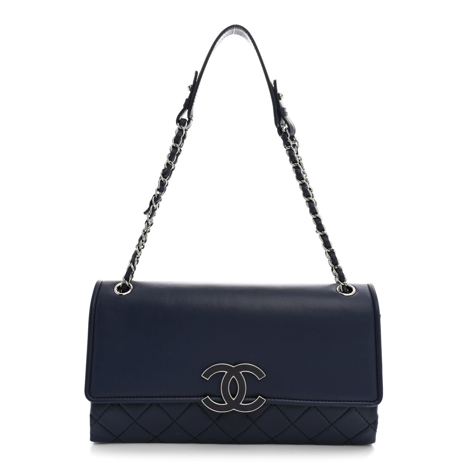 Chanel Distressed Calfskin Hamptons Accordion Flap Blue