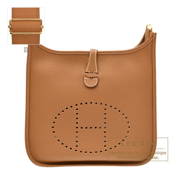 Hermes Evelyne 3 bag PM Gold Clemence leather Gold hardware