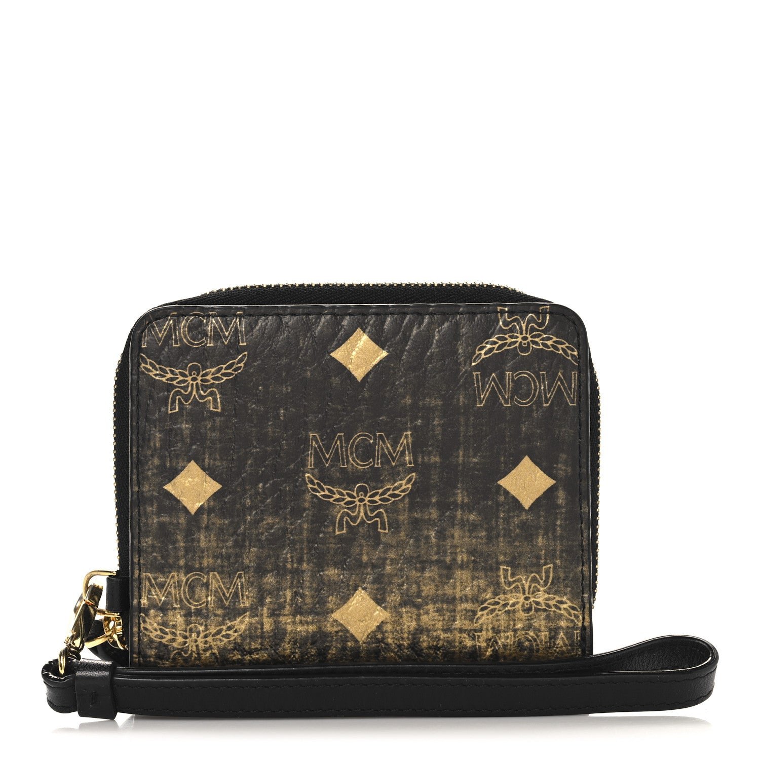 MCM Gradation Visetos Compact Wallet Black Gold