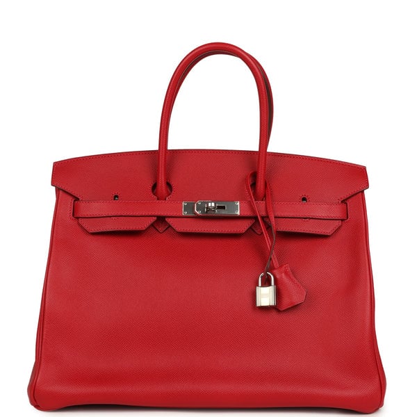 Hermes Pre-owned Hermes Birkin 35 Rouge Casaque Epsom Palladium Hardware