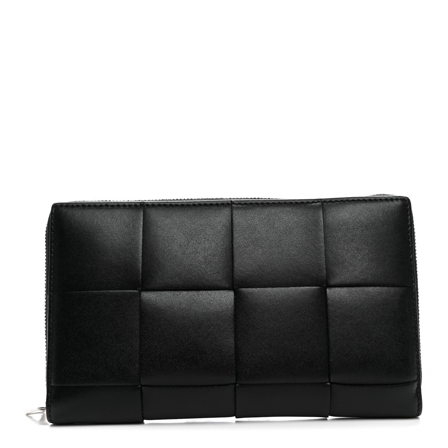 Bottega Veneta Nappa Maxi Intrecciato Medium Cassette Bifold Zip Wallet Black