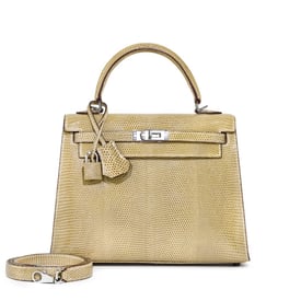 Hermes Gris Ficelle Varanus Niloticus Lizard Kelly 25 Sellier Palladium Hardware, 2006