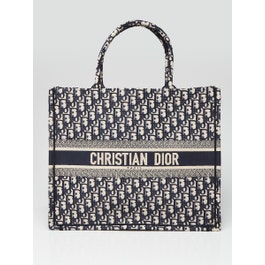 Dior Christian Dior Blue Oblique Canvas Large Book Tote Bag