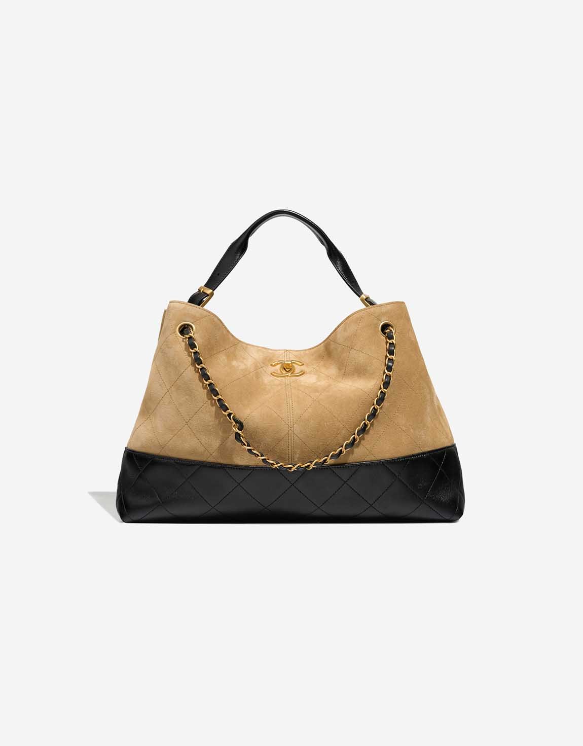 
		25A Two-Tone Tote Bag Medium Suede / Lamb Beige / Black    