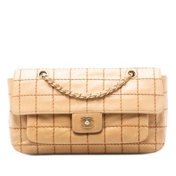 Lambskin Chocolate Bar Lambskin Wild Stitch Chain Flap