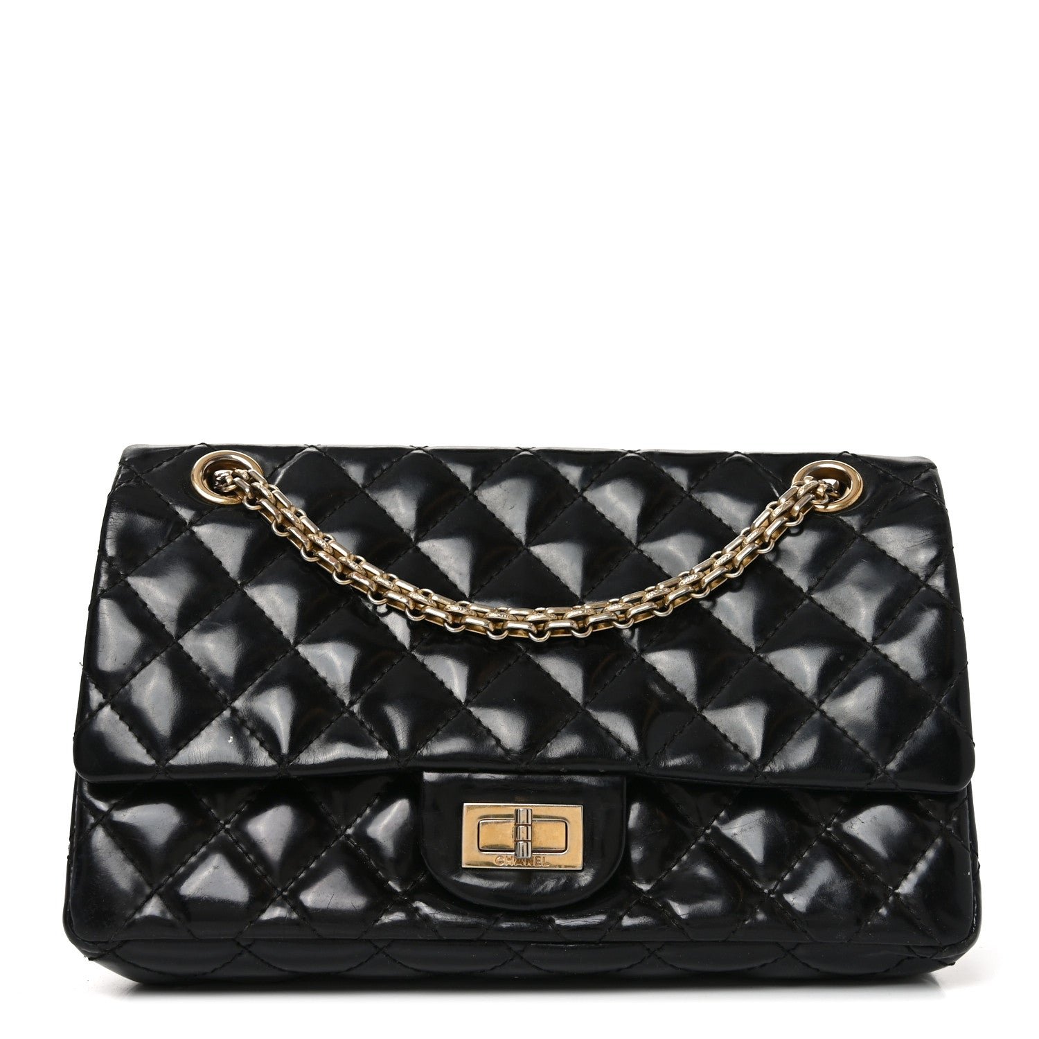 Chanel Patent Quilted Accordion Reissue 2.55 Flap Black