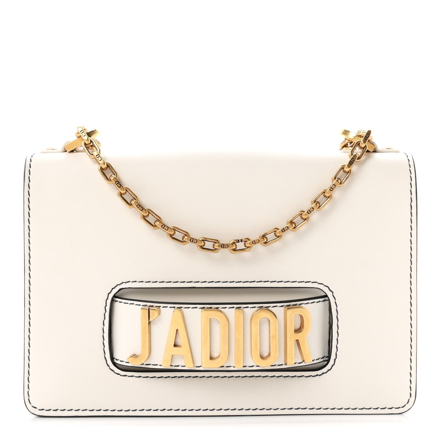 Christian Dior Calfskin J'Adior Chain Flap Bag Off White
