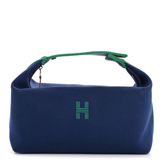 Hermes Canvas Large Bride-A-Brac Pouch Marine
