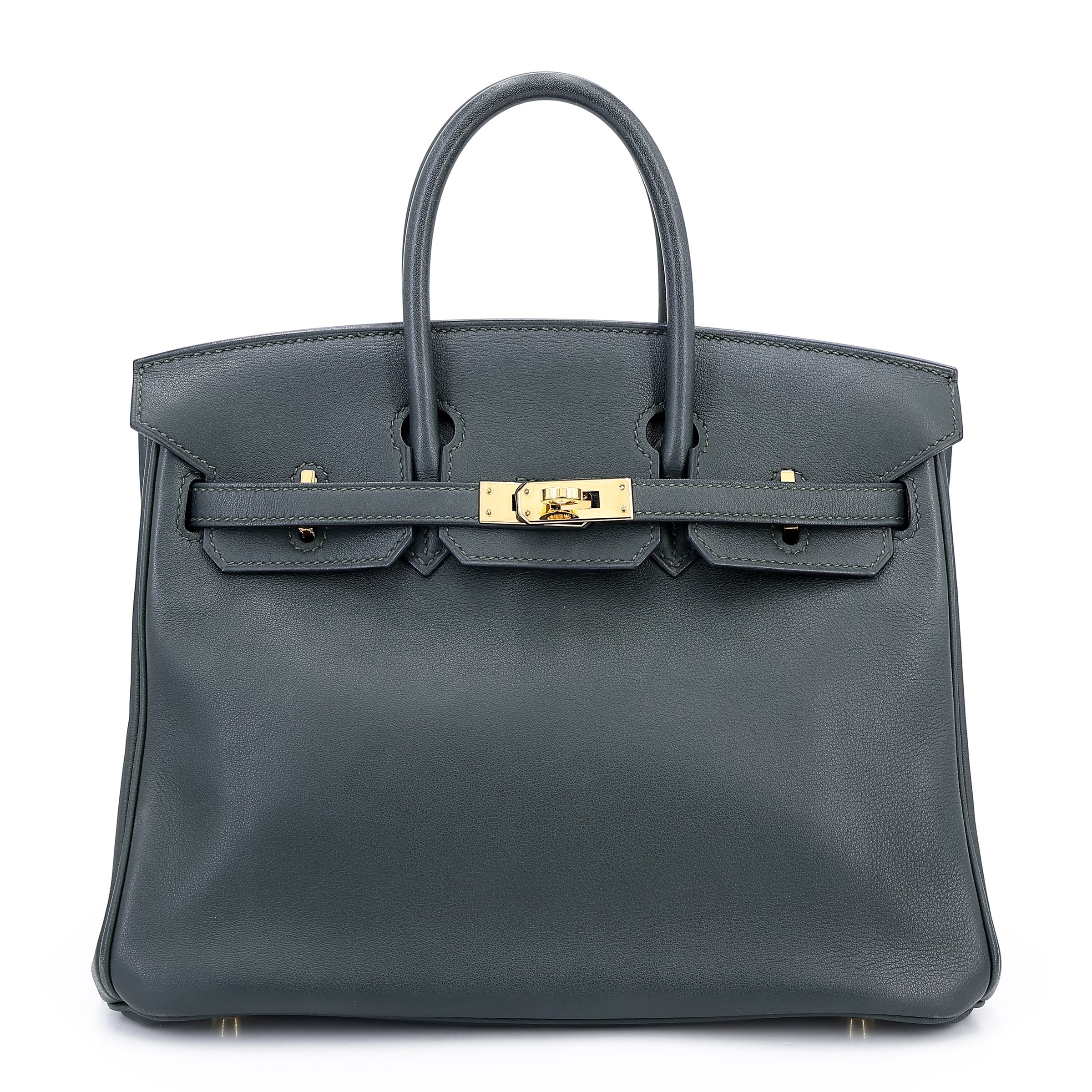 Very Good ( Rank A) HERMÈS Birkin 25 Vert Fonce (67) Swift Gold hardware X (2016)