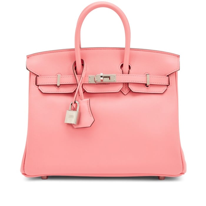 Hermes Rose Azalee Swift Birkin 25 Palladium Hardware, 2020