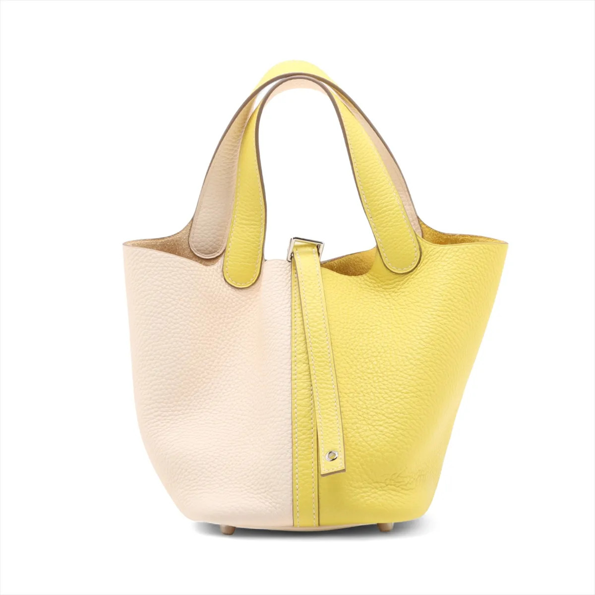 Hermès Picotin Lock 18 PM Kazak Taurillon Clemence lime x nata Silver Metal Fitt