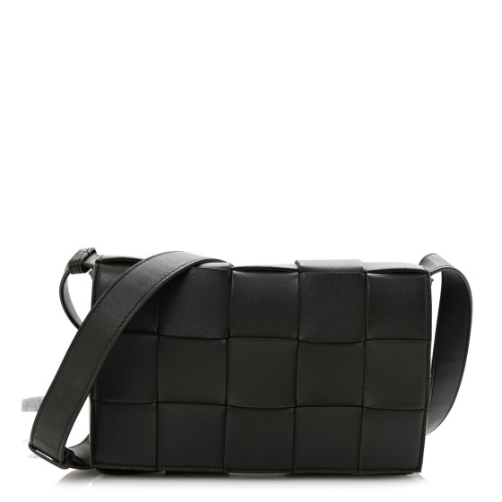 Bottega Veneta Lambskin Maxi Intreccio Cassette Crossbody Bag Taupe Grey