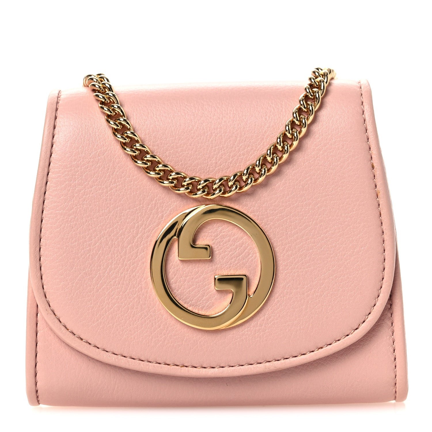 Gucci Roxy Calfskin Medium Blondie Chain Wallet Powder Pink