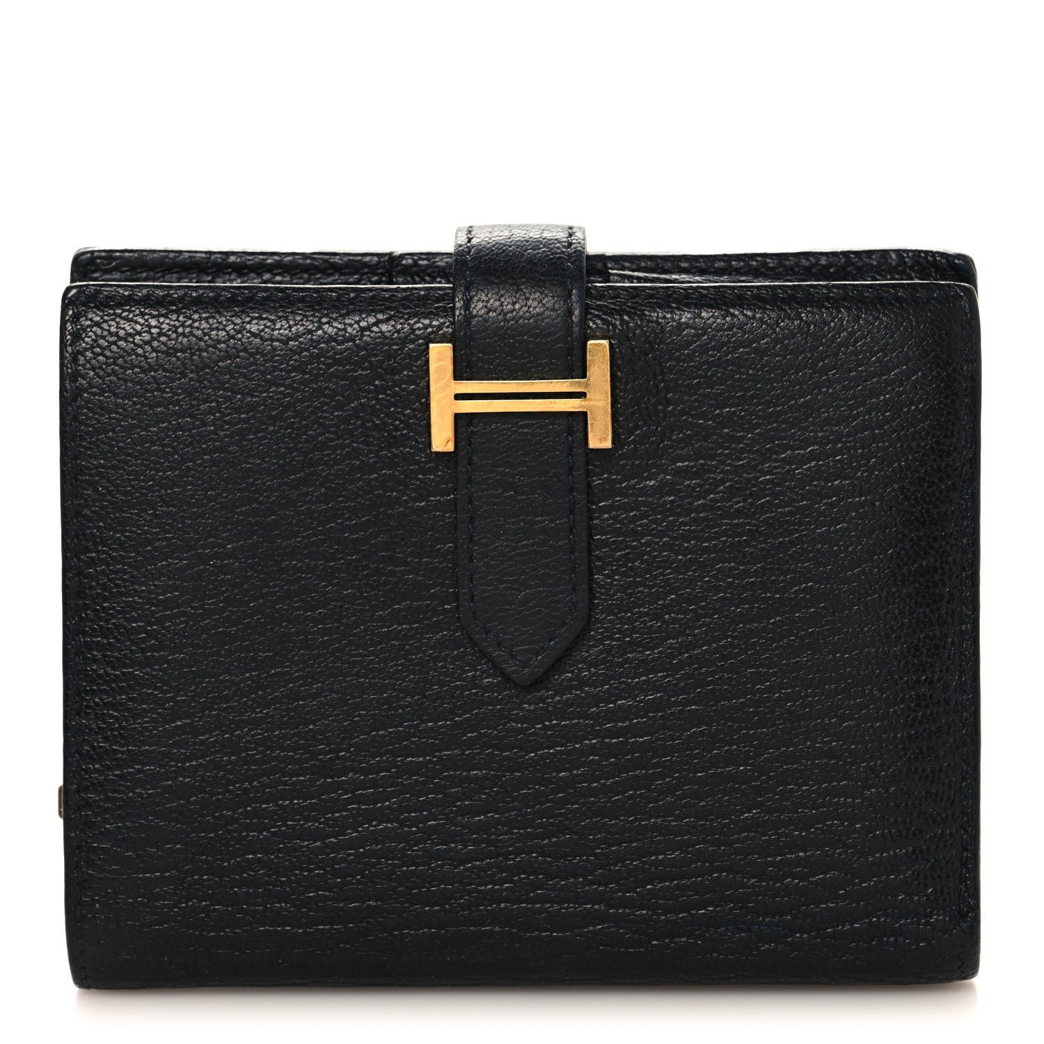 Hermes Chevre Mysore Bearn Compact Wallet Black