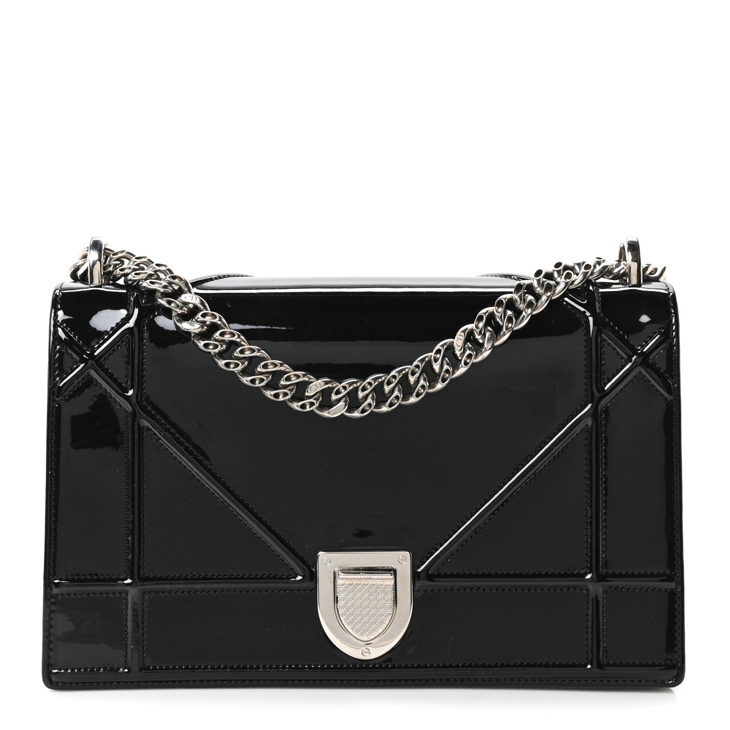 Christian Dior Patent Medium Diorama Flap Bag Black