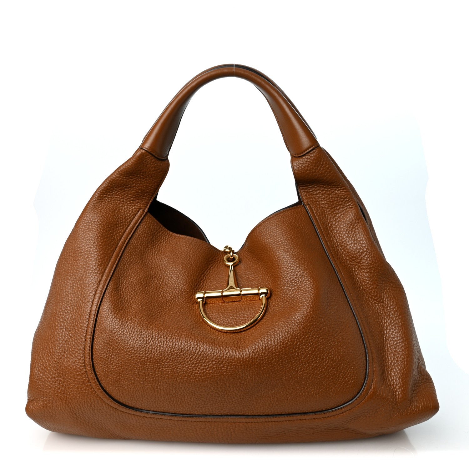 Gucci Grained Calfskin Softbit Maxi Shoulder Bag Brown