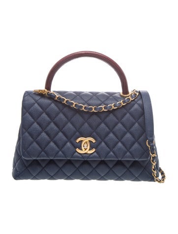 Small Lizard-Trimmed Coco Handle Bag