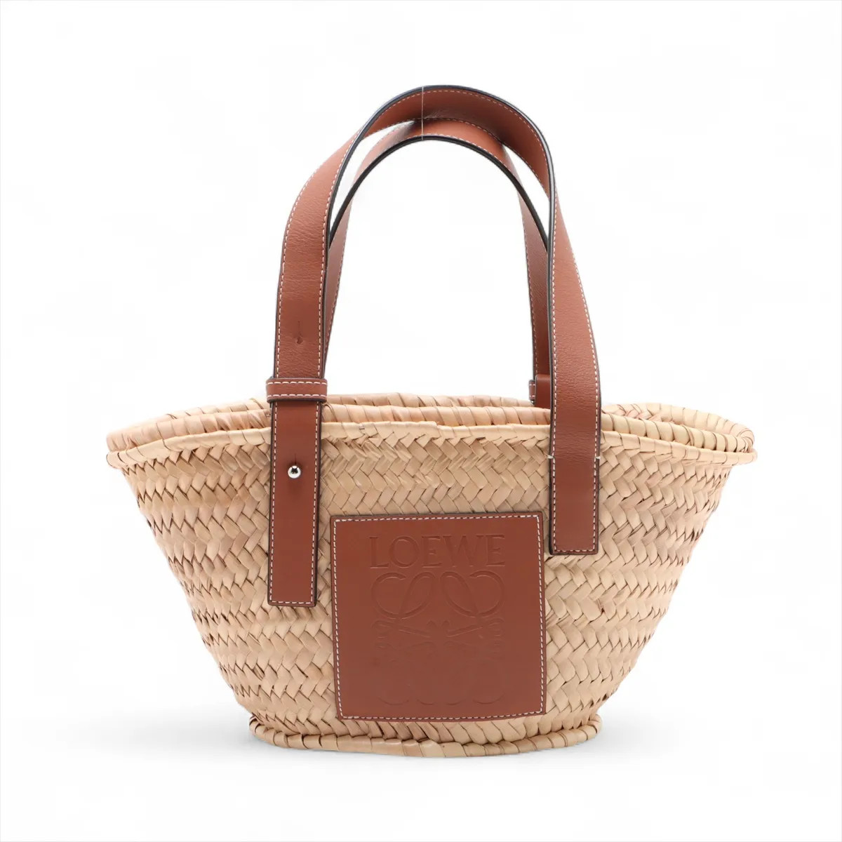 Loewe Loewe Basket small Raffia x leather Straw bag Beige×Brown