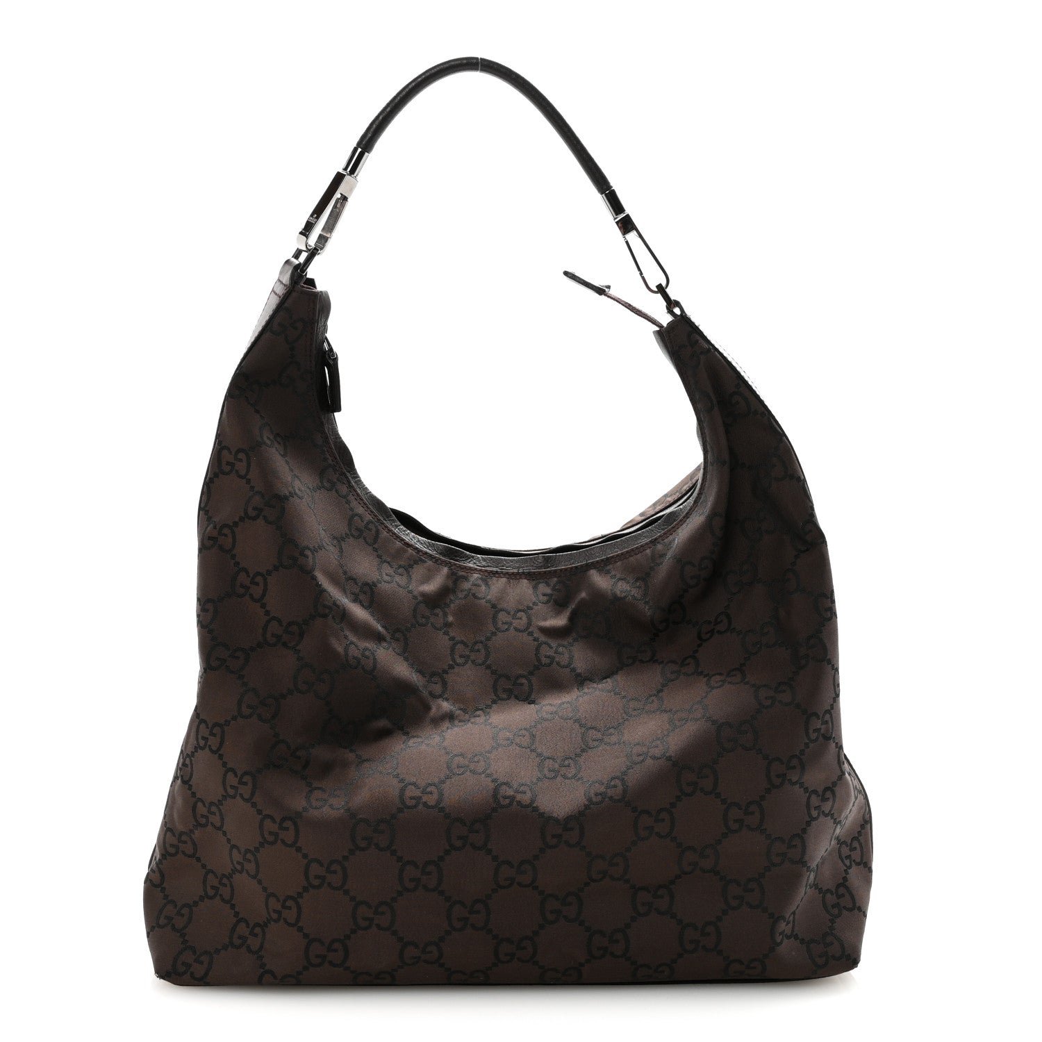 Gucci Gucci Nylon Monogram Hobo Dark Brown