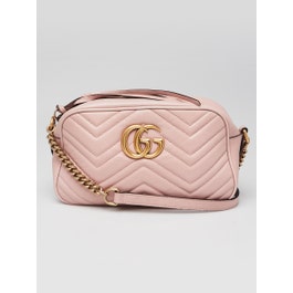 Gucci Pink Quilted Leather Marmont Small Camera Bag