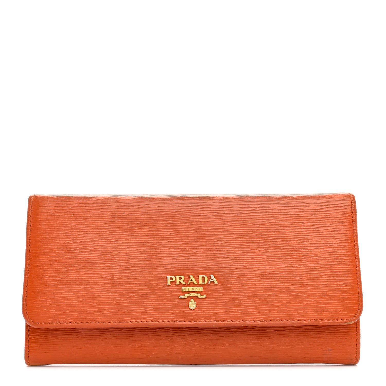 Prada Vitello Move Continental Flap Travel Wallet Papaya