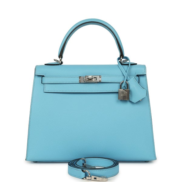 Hermes Hermes Kelly Sellier 25 Celeste Epsom Palladium Hardware