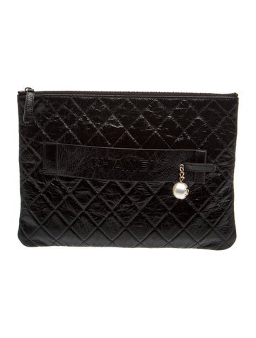 Glazed Calfskin Medium Pearl O-Case Clutch