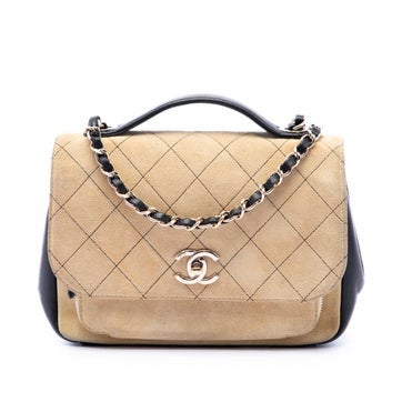 Medium CC Quilted Suede Business Affinity Flap