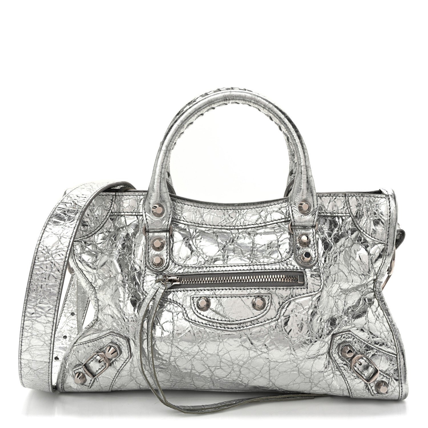 Balenciaga Metallic Agneau Silver Hardware Small Le City Silver