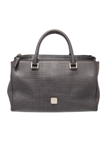 MCM Embossed Leather Top Handle Bag