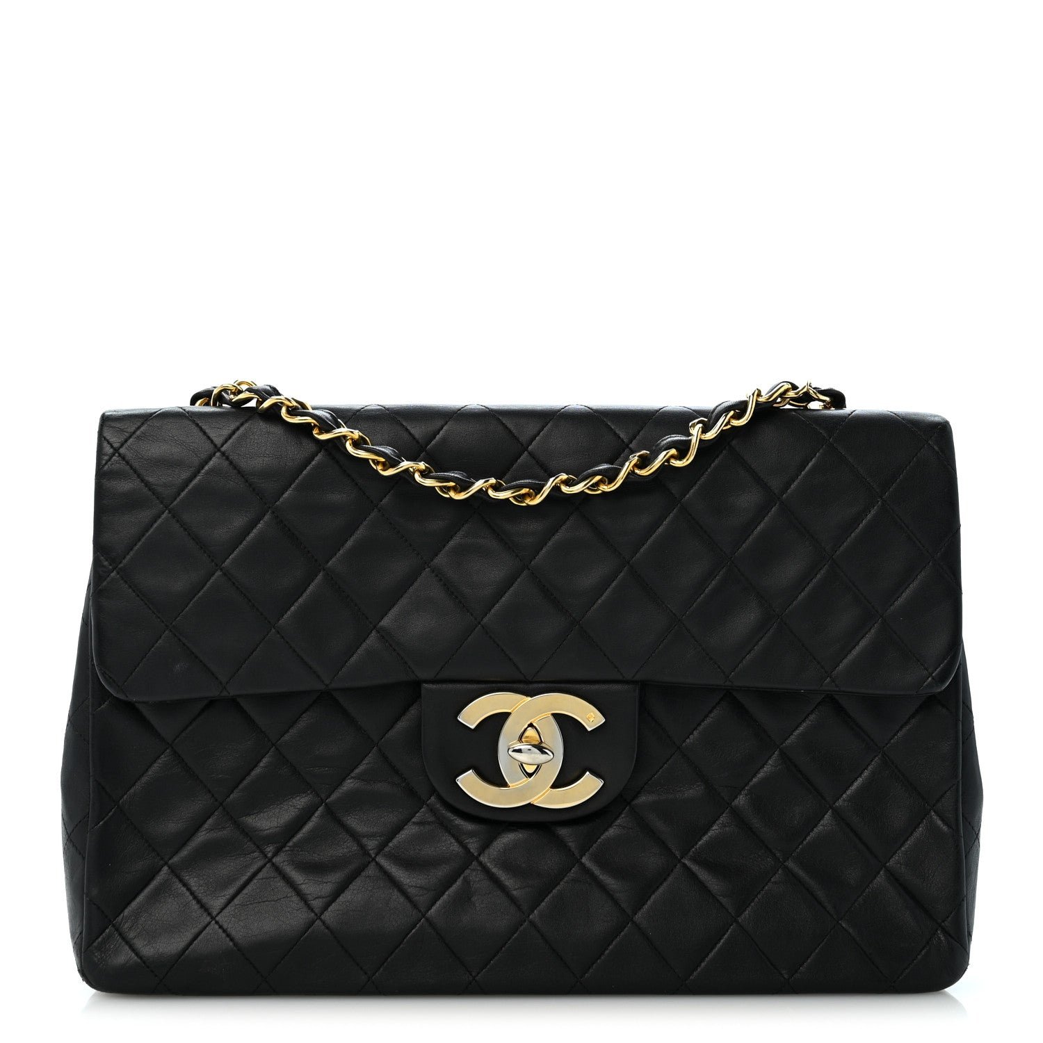 Chanel Lambskin Quilted XL Jumbo Single Flap Black
