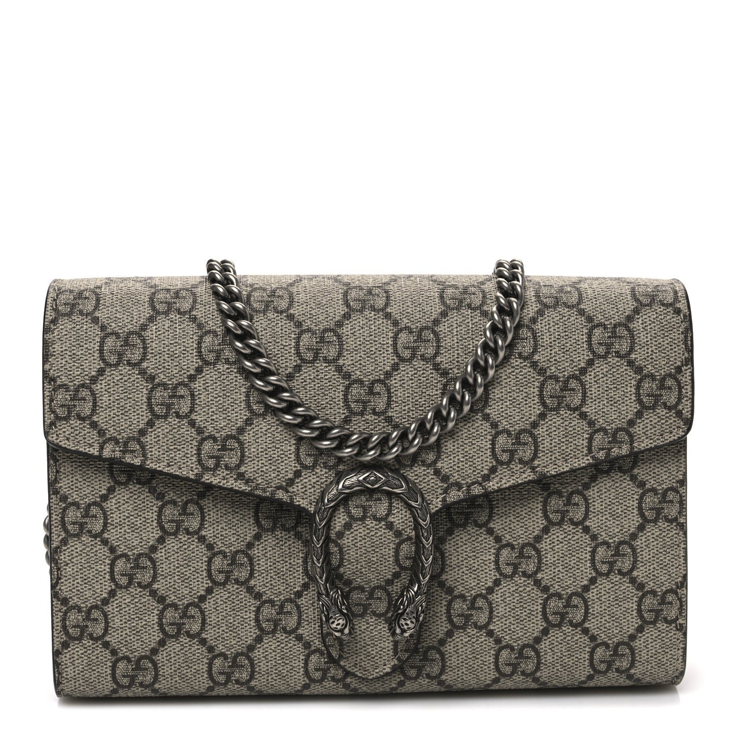 Gucci GG Supreme Monogram Mini Dionysus Chain Wallet Beige Taupe