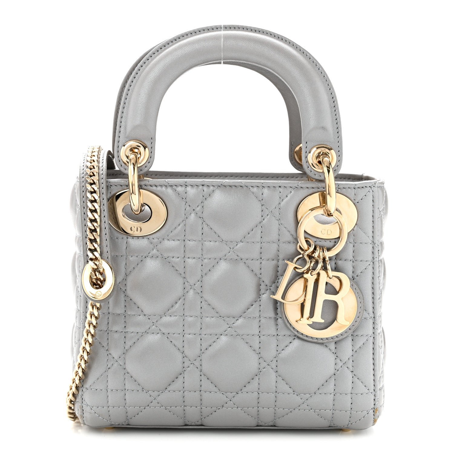 Christian Dior Lambskin Cannage Mini Lady Dior Gray Opaline Gray Opaline