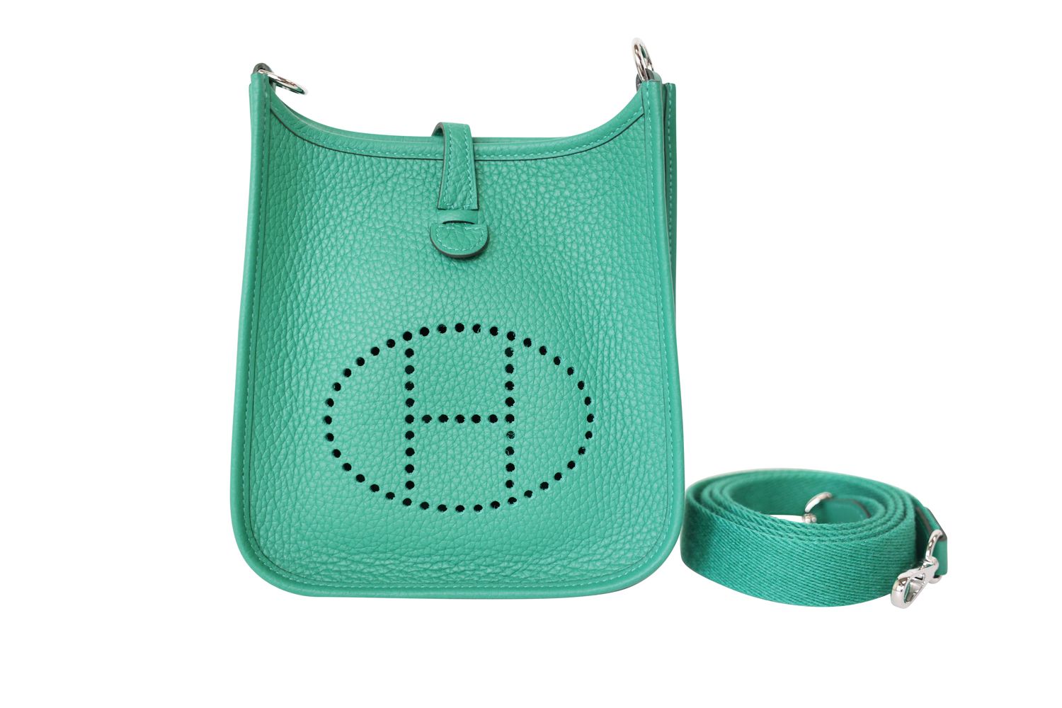 Hermes Hermes Evelyne TPM Gen III, Green Vert Clemence Leather with Palladium Hardware, B 2023 Stamp, New in Box WA001