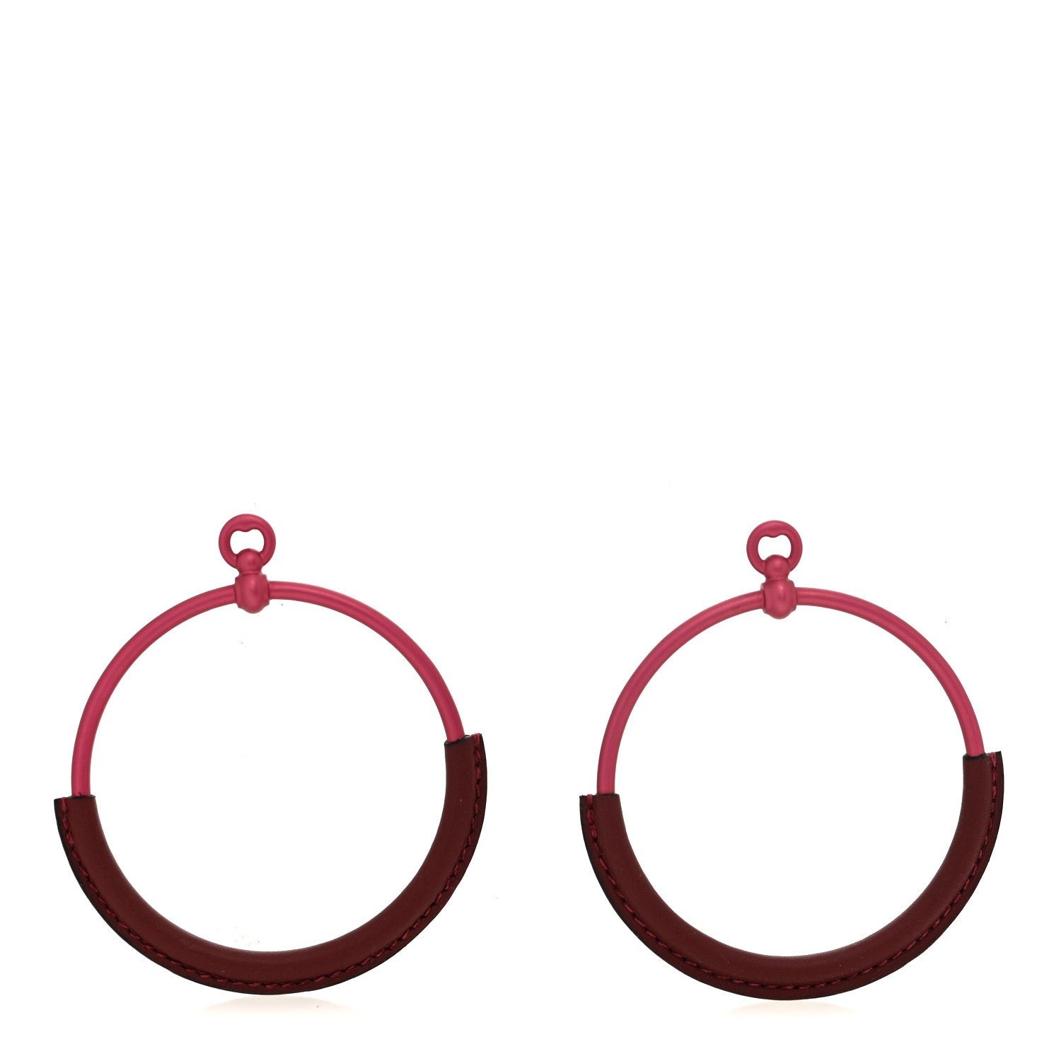 Hermes Aluminum Sunset Swift Loop Earrings GM Rose Couture Rouge H
