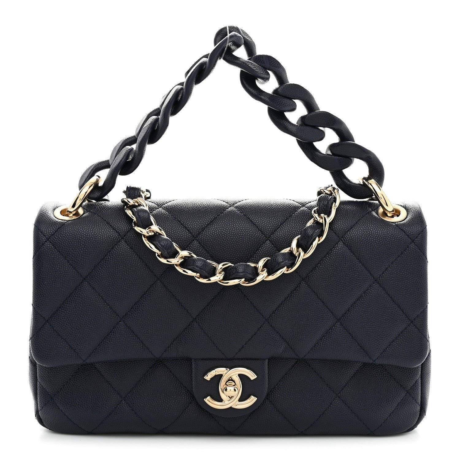 Chanel Caviar Quilted Large Funky Match Flap Navy
