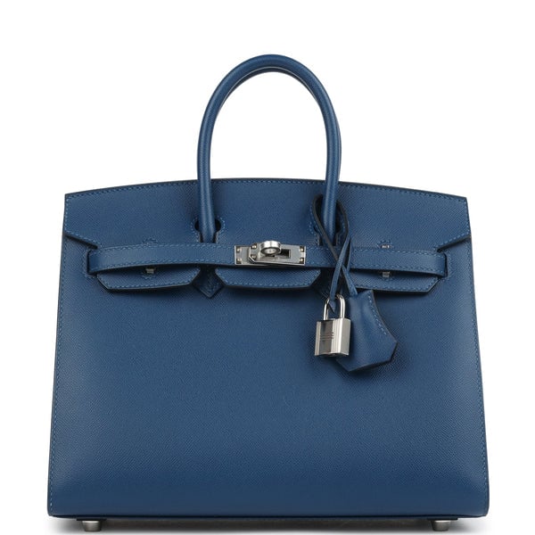Hermes Hermes Birkin Sellier 25 Deep Bleu Madame Palladium Hardware