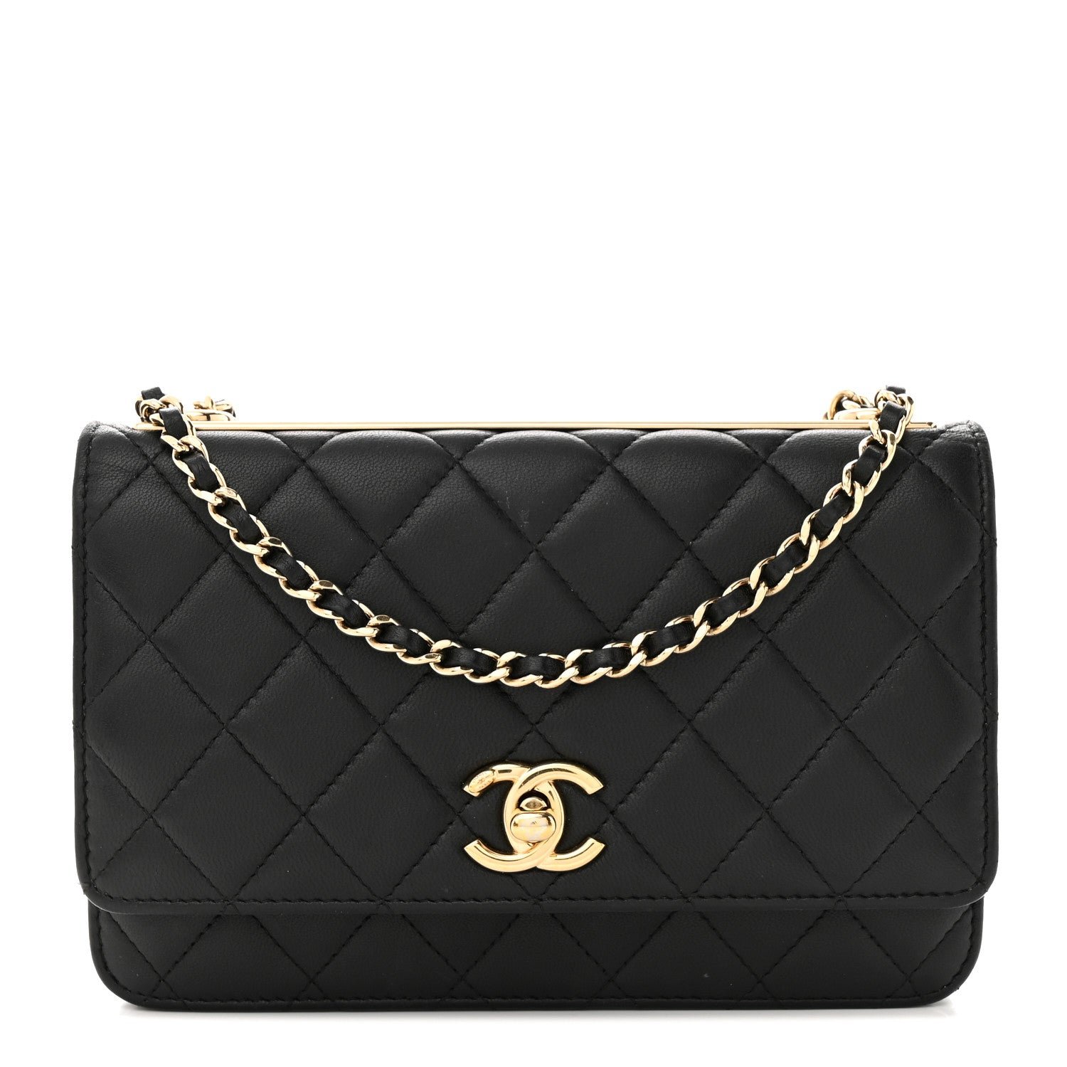 Chanel Lambskin Quilted Trendy CC Wallet On Chain WOC Black