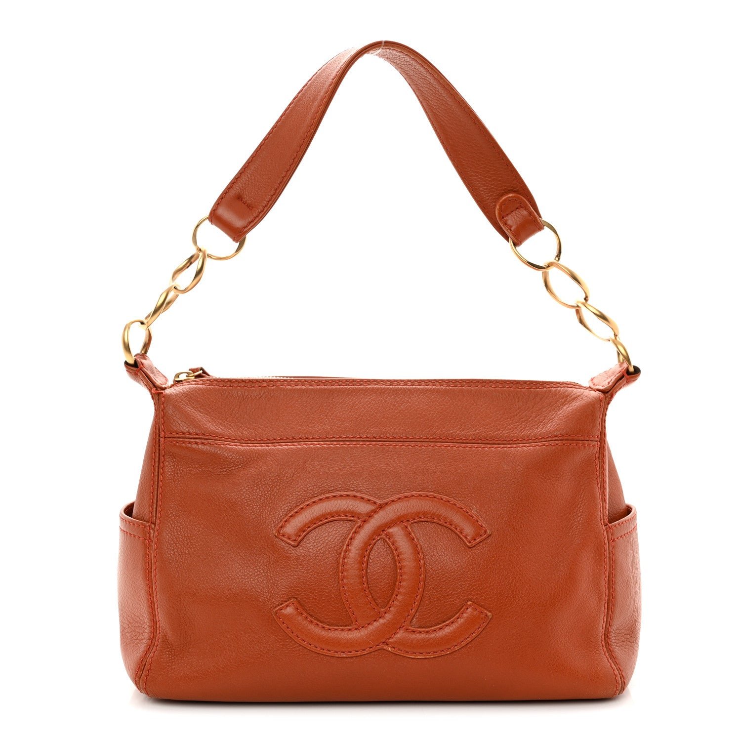 Chanel Calfskin Timeless CC Shoulder Bag Orange
