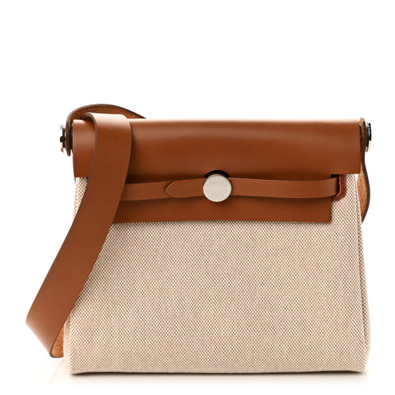 Hermes Military Toile Vache Hunter Herbag Zip Retourne 20 Ecru Beige Fauve