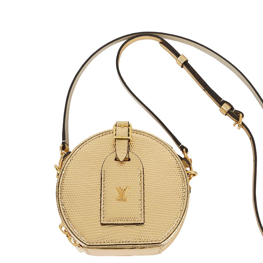 Louis Vuitton Louis Vuitton Mini Boite Chapeau, Gold Lizard Leather with Gold Hardware, Excellent Condition No Dustbag GA001