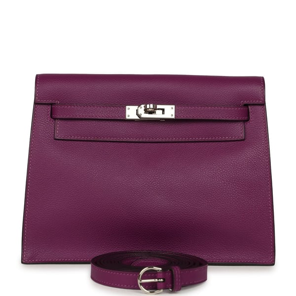 Pre-owned Hermes Kelly Danse Anemone Evercolor Palladium Hardware