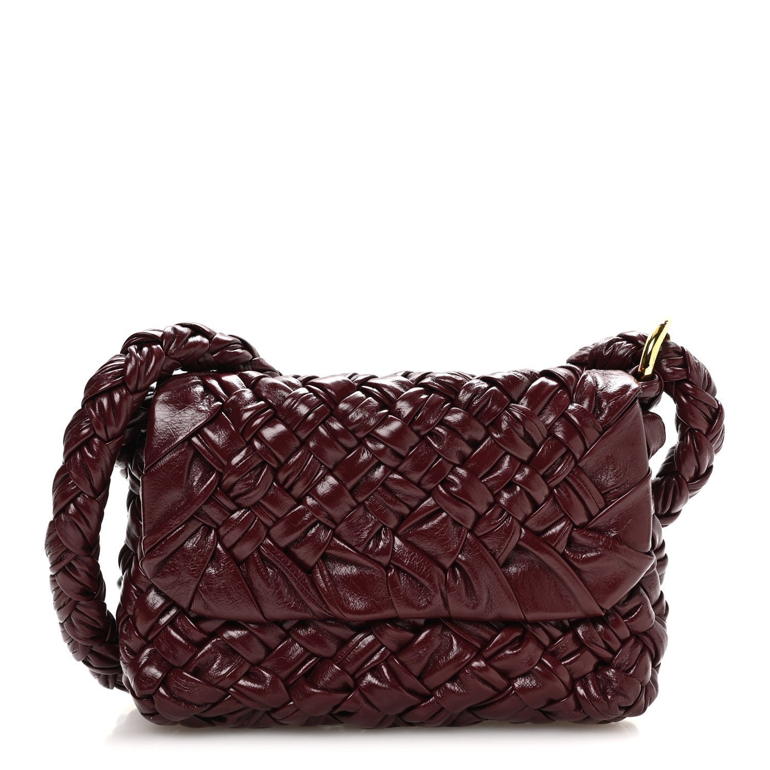 Bottega Veneta Calfskin Foulard Intreccio Kalimero Citta Shoulder Bag Barolo Barolo