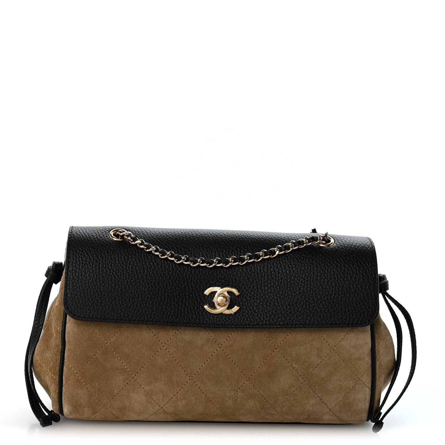Chanel Grained Calfskin Suede Urban Essentials Flap Dark Beige Black