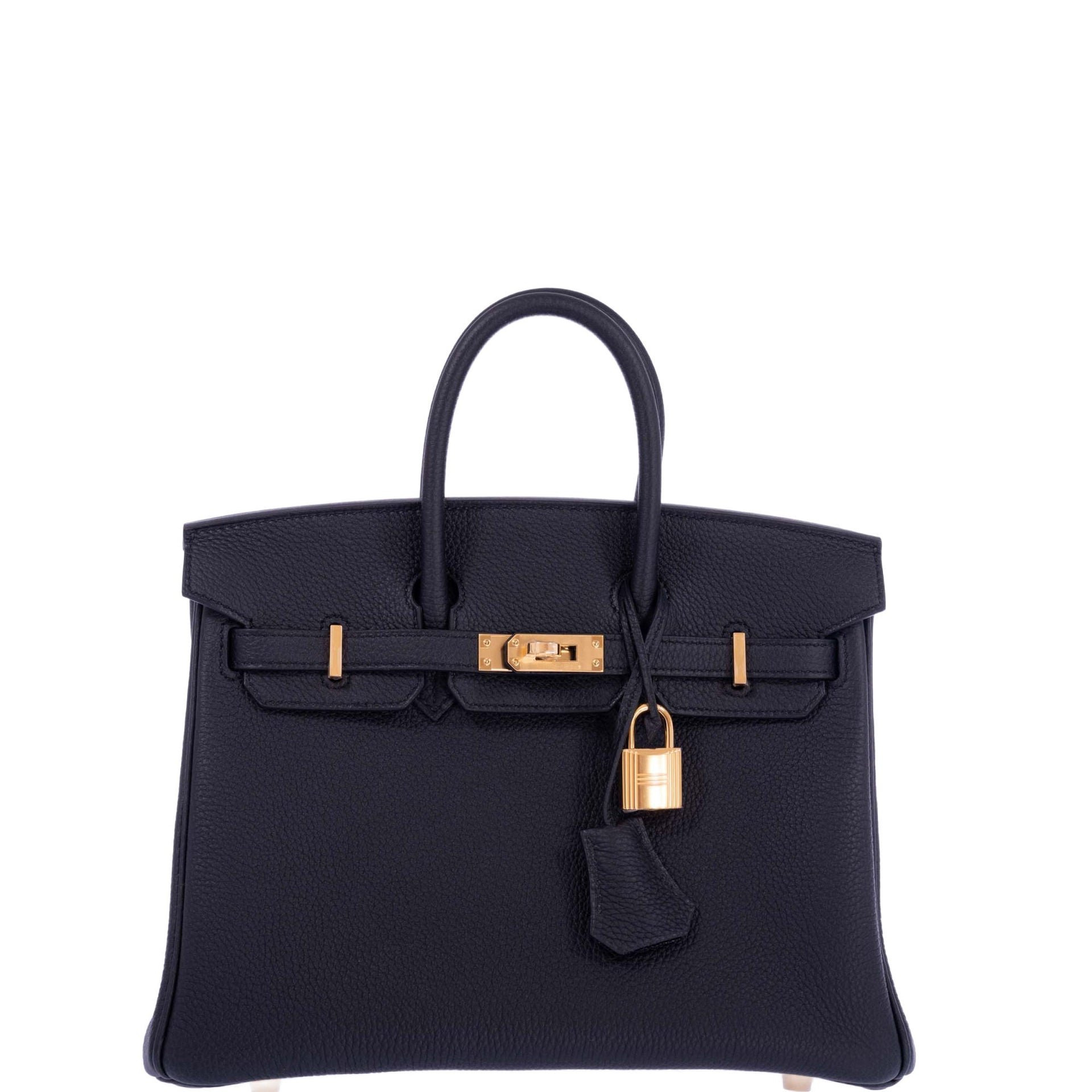 Hermes Hermès Birkin 25 Noir Togo Gold Hardware