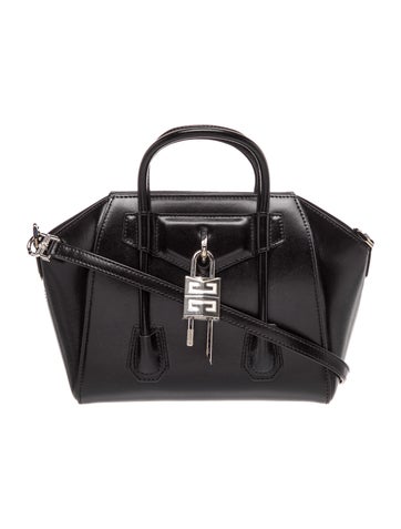 Leather Black Box Calfskin Lock Antigona Bag Small