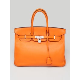 Hermes Hermes 35cm Orange Swift Leather Palladium Plated Birkin Bag