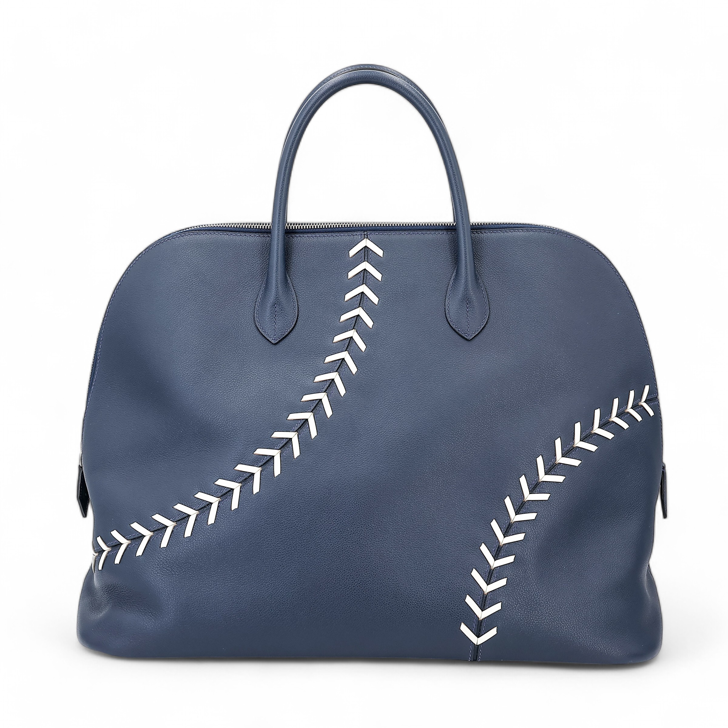 Hermes Very Good ( Rank A) HERMÈS Bolide 45 1923 Baseball Bleu Nuit (2Z) Evercolor Palladium hardware C (2018)