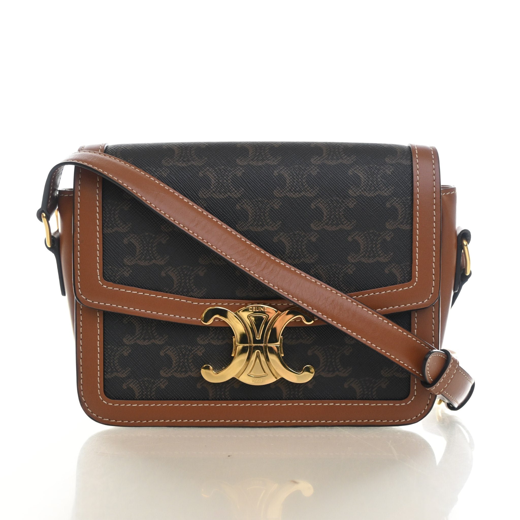 Celine Teen Triomphe Canvas Triomphe Flap Bag