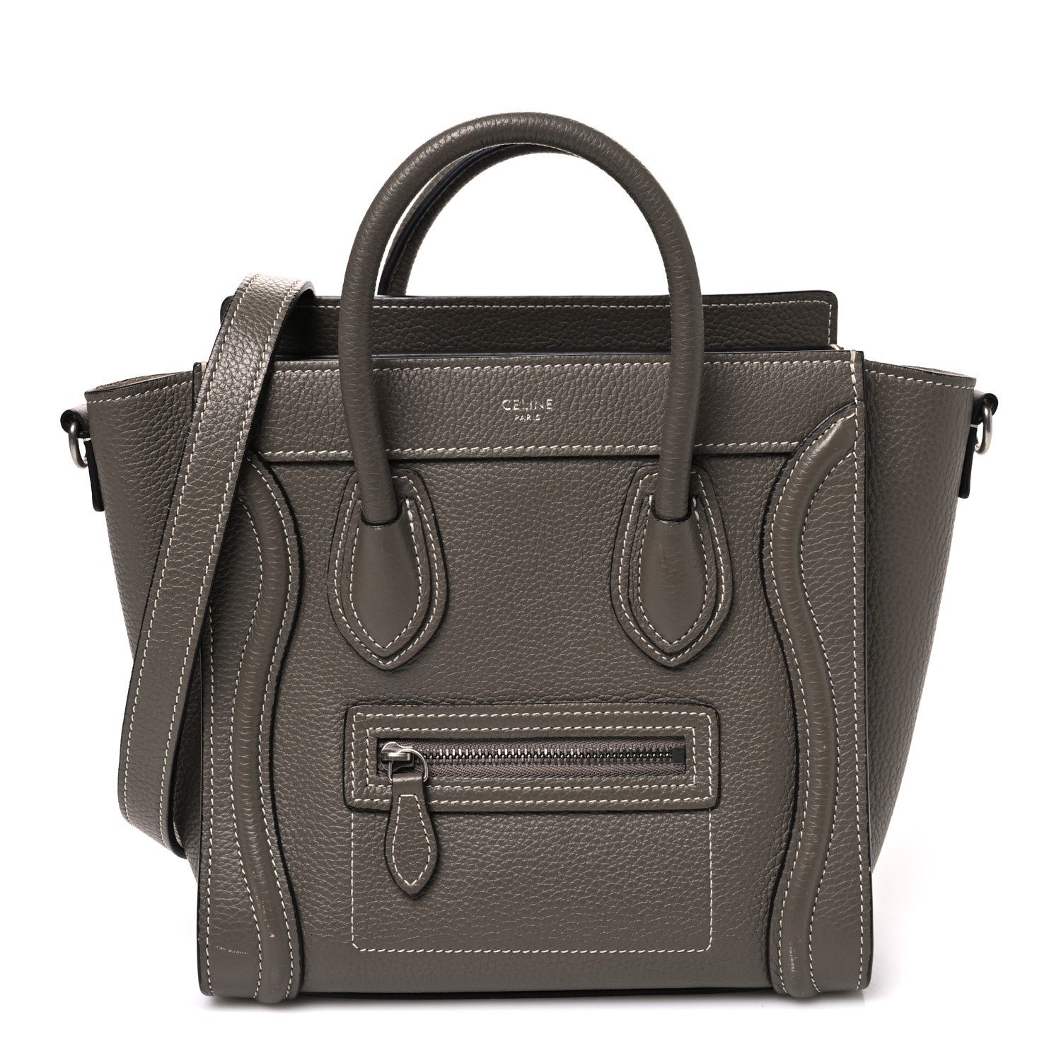 Celine Drummed Calfskin Nano Luggage Souris